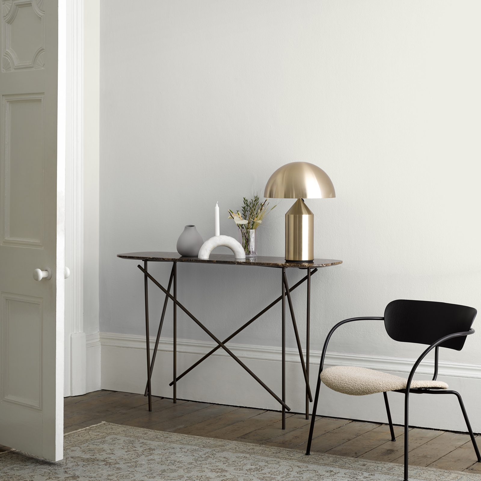 A modern hallway painted in Sail White